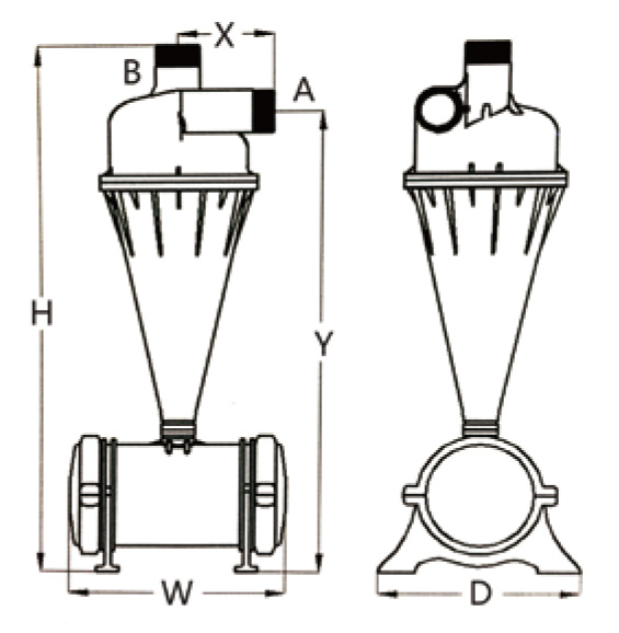 BALDR 4 inch centrifugal sand separator dimensional drawing